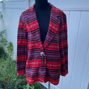 VTG WESTERN southeastern Aztec print blazer jacket Concho button small